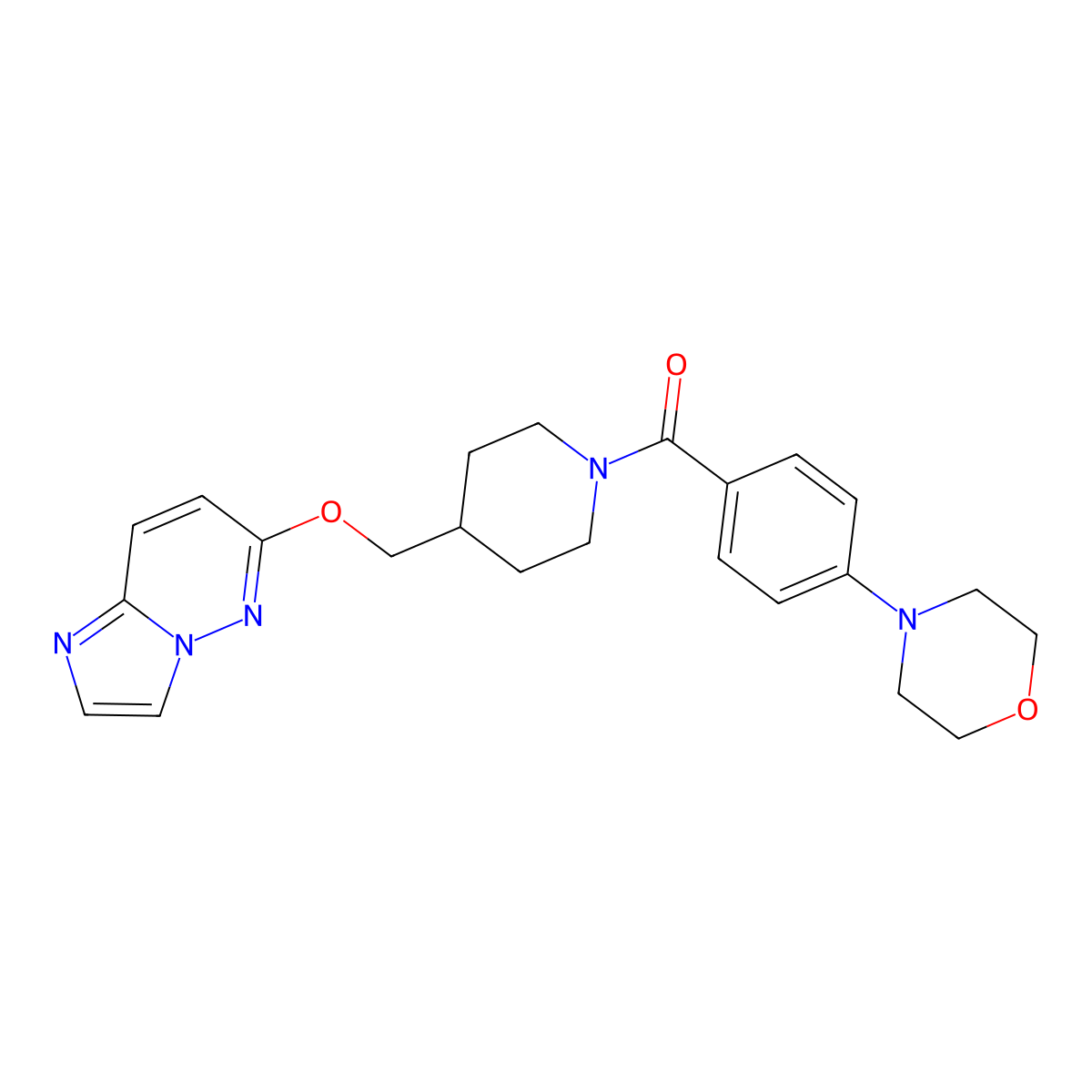 4-{4-[4-({Imidazo[1,2-b]pyridazin-6-yloxy}methyl)piperidine-1-carbonyl]phenyl}morpholine molecular structure, CAS 2549043-64-1