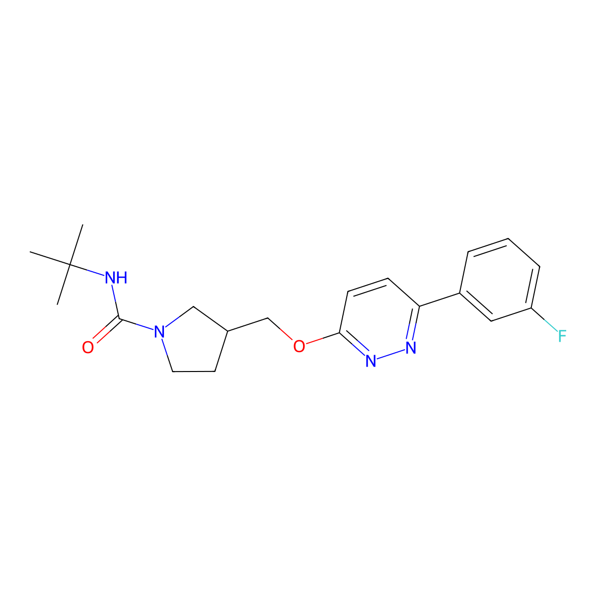 N-tert-butyl-3-({[6-(3-fluorophenyl)pyridazin-3-yl]oxy}methyl)pyrrolidine-1-carboxamide molecular structure, CAS 2549043-67-4