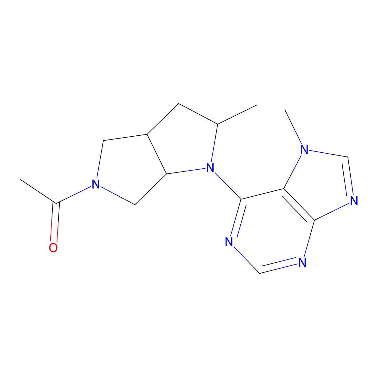 1-[2-methyl-1-(7-methyl-7H-purin-6-yl)-octahydropyrrolo[2,3-c]pyrrol-5-yl]ethan-1-one molecular structure, CAS 2549043-69-6