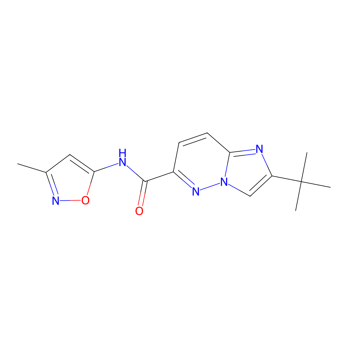 2-tert-butyl-N-(3-methyl-1,2-oxazol-5-yl)imidazo[1,2-b]pyridazine-6-carboxamide molecular structure, CAS 2549043-71-0