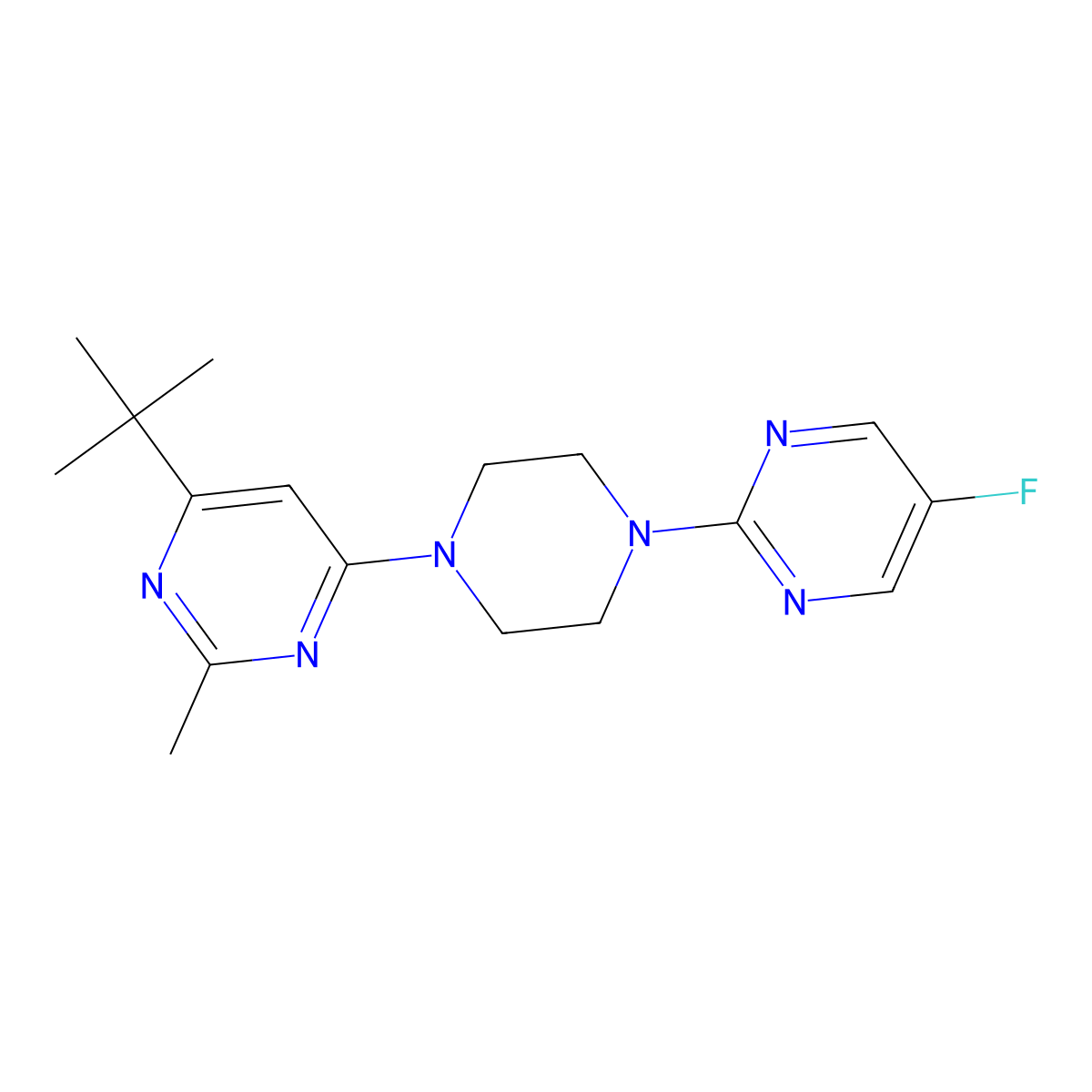 4-Tert-butyl-6-[4-(5-fluoropyrimidin-2-yl)piperazin-1-yl]-2-methylpyrimidine molecular structure, CAS 2549043-74-3