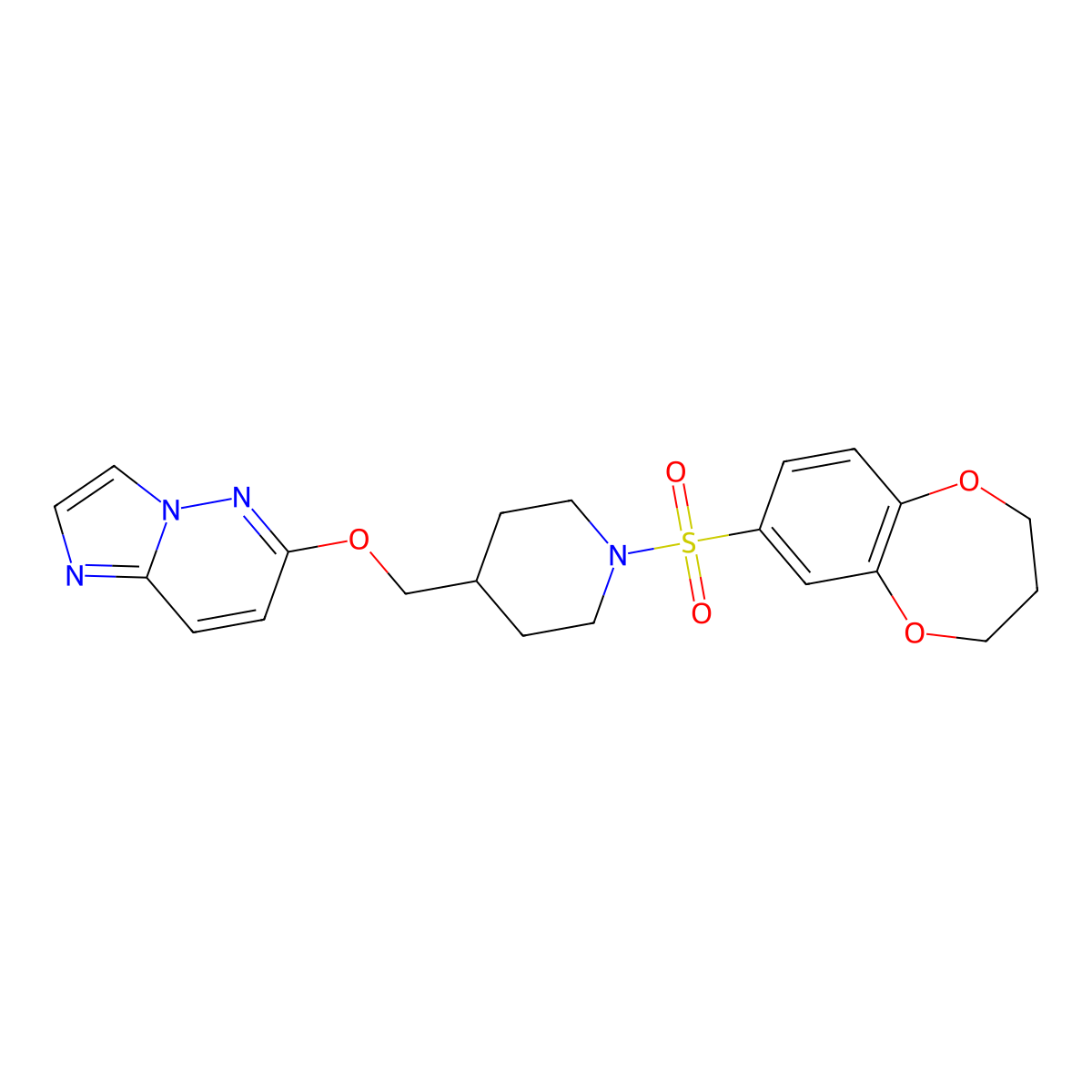 1-(3,4-dihydro-2H-1,5-benzodioxepine-7-sulfonyl)-4-({imidazo[1,2-b]pyridazin-6-yloxy}methyl)piperidine molecular structure, CAS 2549043-75-4