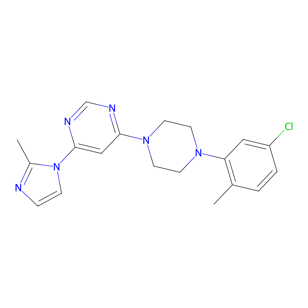 4-[4-(5-chloro-2-methylphenyl)piperazin-1-yl]-6-(2-methyl-1H-imidazol-1-yl)pyrimidine molecular structure, CAS 2549043-76-5