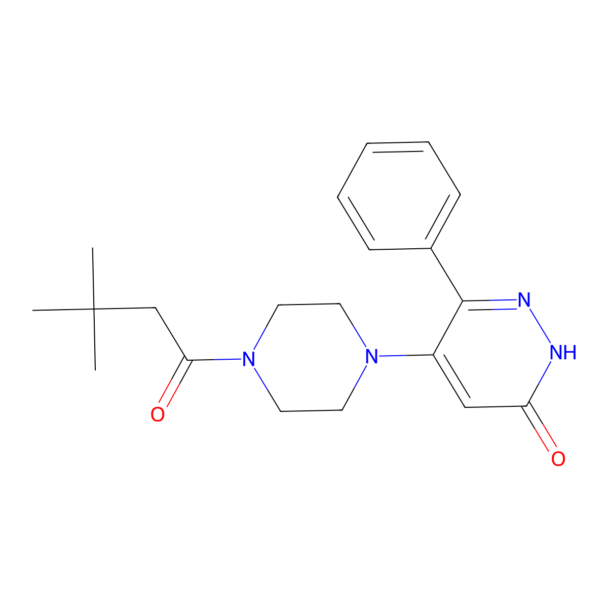 5-[4-(3,3-Dimethylbutanoyl)piperazin-1-yl]-6-phenyl-2,3-dihydropyridazin-3-one molecular structure, CAS 2549043-82-3