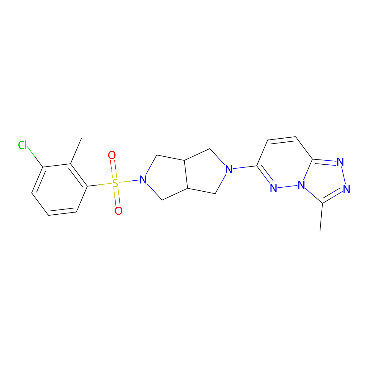 6-[5-(3-Chloro-2-methylbenzenesulfonyl)-octahydropyrrolo[3,4-c]pyrrol-2-yl]-3-methyl-[1,2,4]triazolo[4,3-b]pyridazine molecular structure, CAS 2549043-90-3