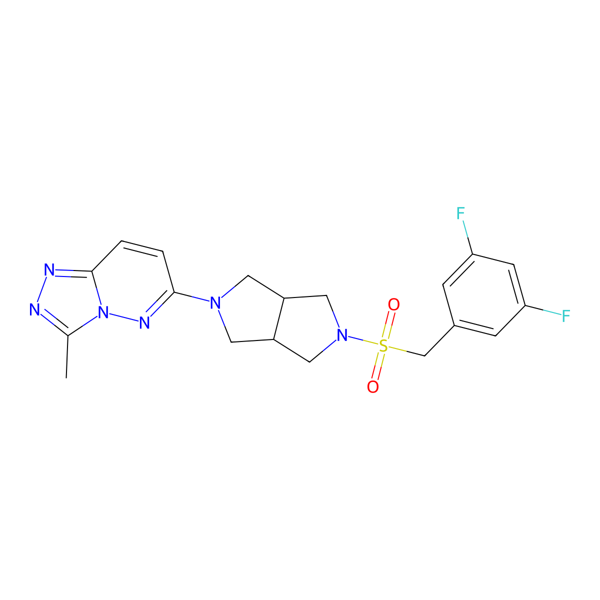 2-[(3,5-Difluorophenyl)methanesulfonyl]-5-{3-methyl-[1,2,4]triazolo[4,3-b]pyridazin-6-yl}-octahydropyrrolo[3,4-c]pyrrole molecular structure, CAS 2549043-97-0