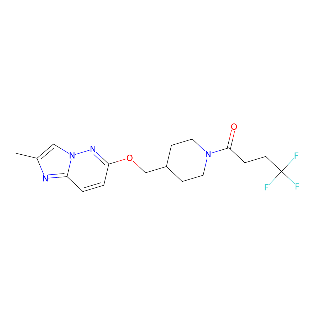 4,4,4-Trifluoro-1-{4-[({2-methylimidazo[1,2-b]pyridazin-6-yl}oxy)methyl]piperidin-1-yl}butan-1-one molecular structure, CAS 2549043-99-2