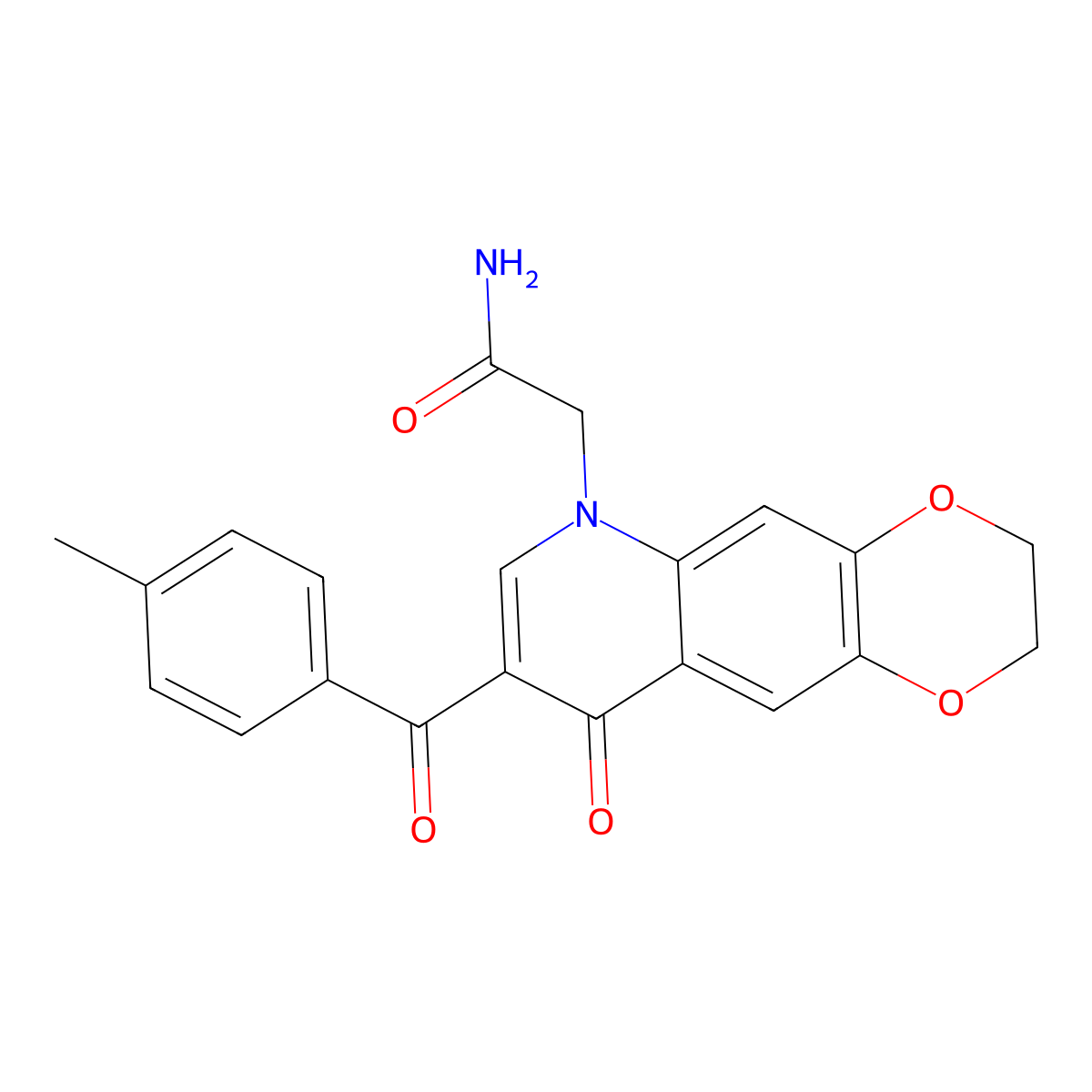 2-[8-(4-methylbenzoyl)-9-oxo-2H,3H,6H,9H-[1,4]dioxino[2,3-g]quinolin-6-yl]acetamide molecular structure, CAS 2549044-01-9