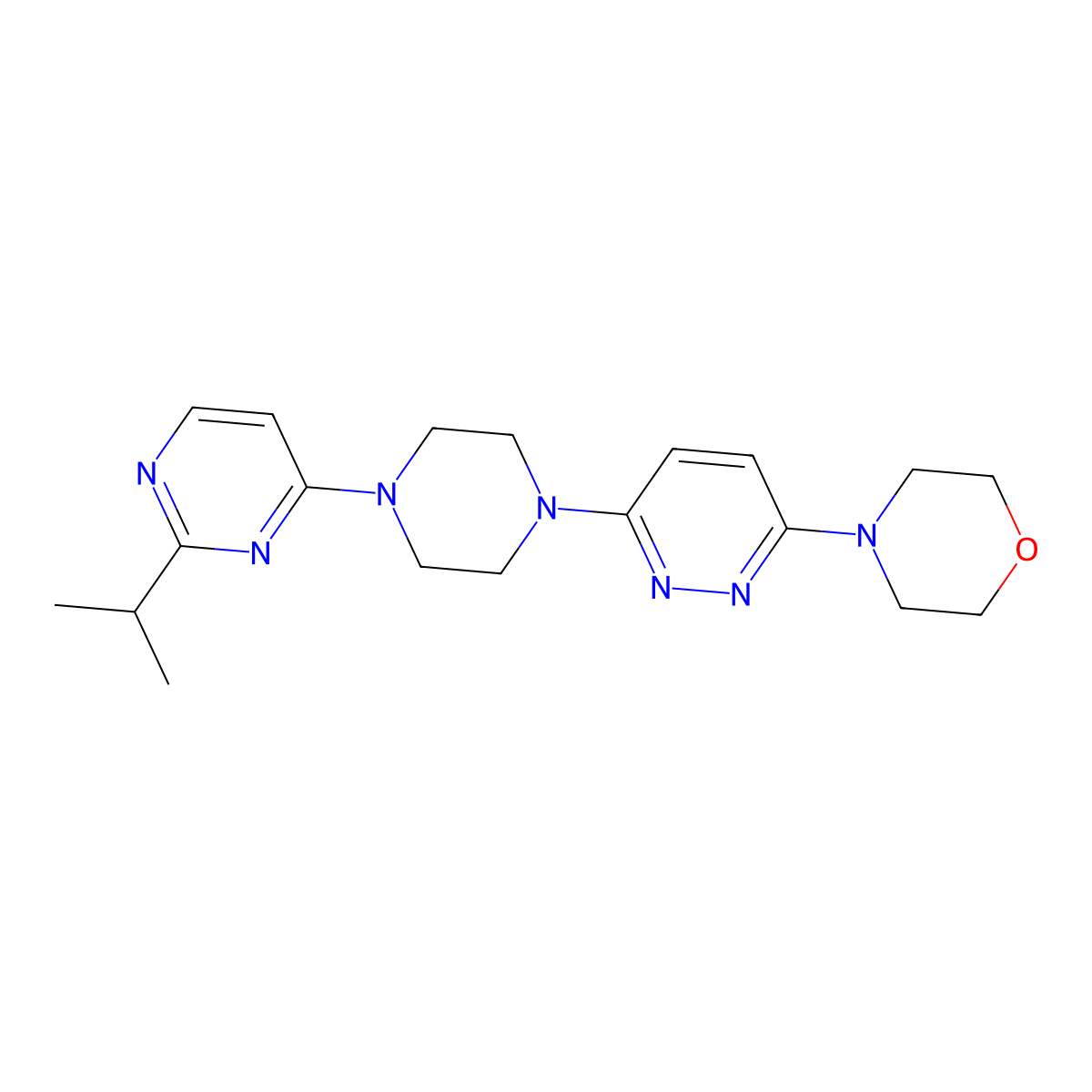 4-(6-{4-[2-(Propan-2-yl)pyrimidin-4-yl]piperazin-1-yl}pyridazin-3-yl)morpholine molecular structure, CAS 2549044-05-3