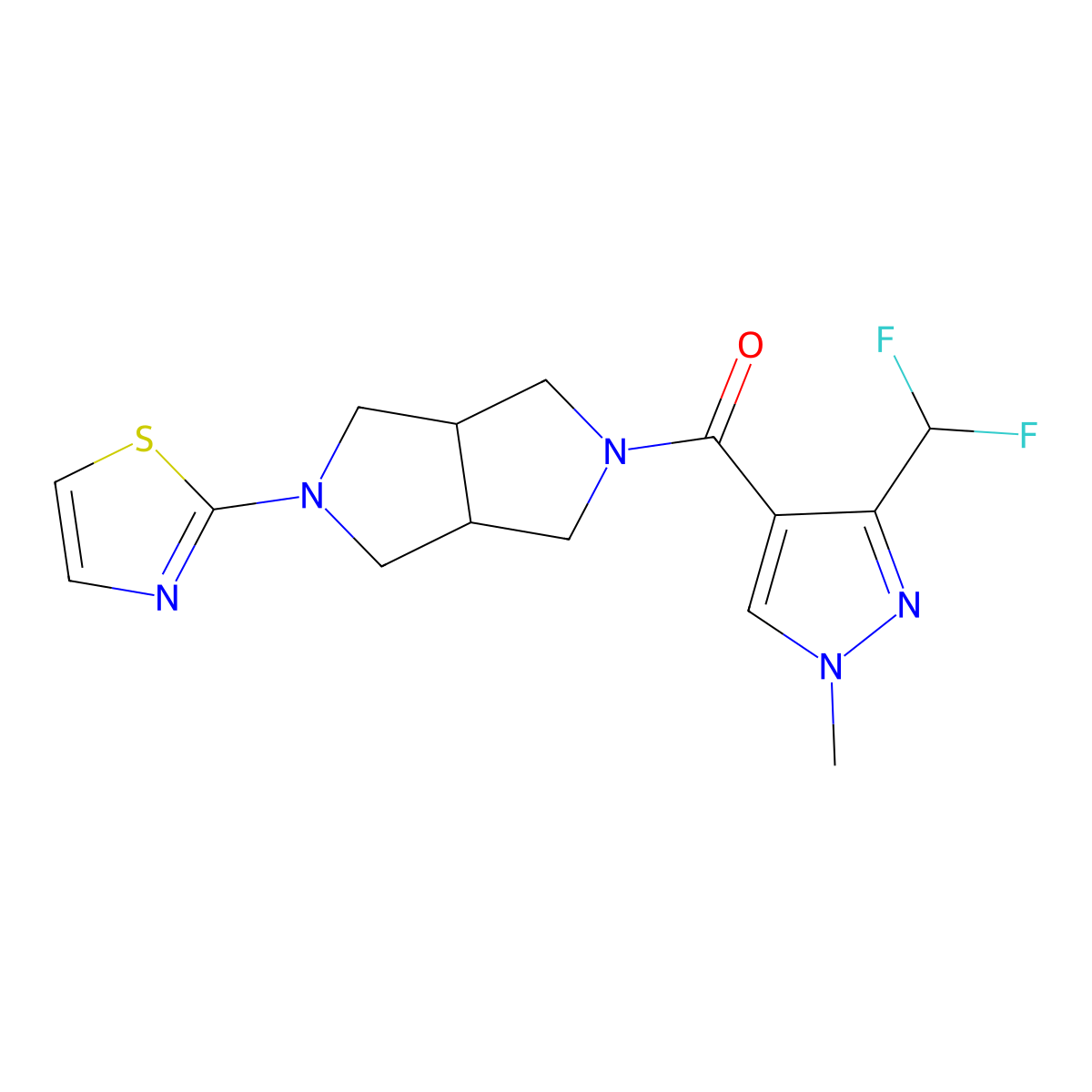 2-{5-[3-(difluoromethyl)-1-methyl-1H-pyrazole-4-carbonyl]-octahydropyrrolo[3,4-c]pyrrol-2-yl}-1,3-thiazole molecular structure, CAS 2549044-10-0