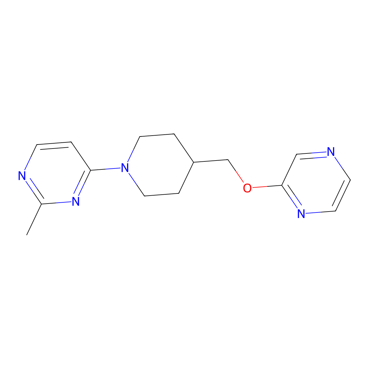 2-Methyl-4-{4-[(pyrazin-2-yloxy)methyl]piperidin-1-yl}pyrimidine molecular structure, CAS 2549044-21-3