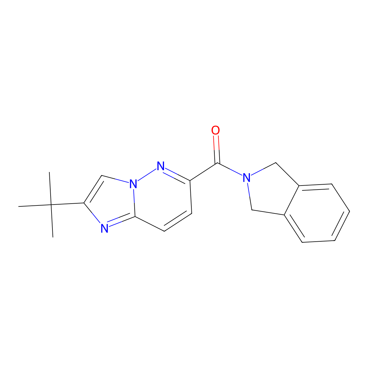 2-{2-tert-butylimidazo[1,2-b]pyridazine-6-carbonyl}-2,3-dihydro-1H-isoindole molecular structure, CAS 2549044-25-7