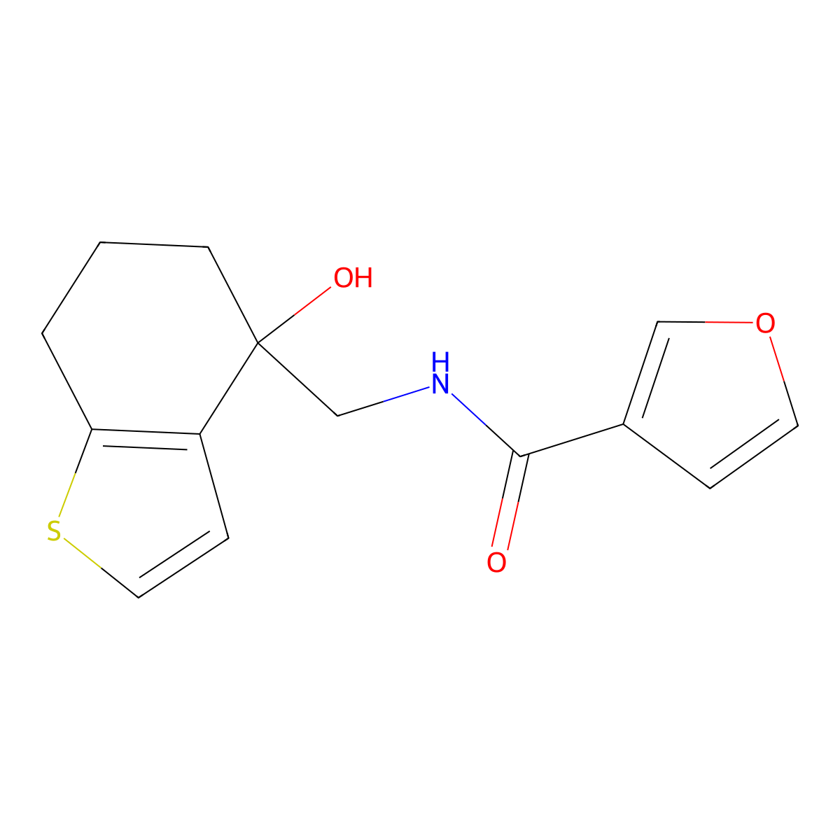 N-[(4-hydroxy-4,5,6,7-tetrahydro-1-benzothiophen-4-yl)methyl]furan-3-carboxamide molecular structure, CAS 2549044-26-8