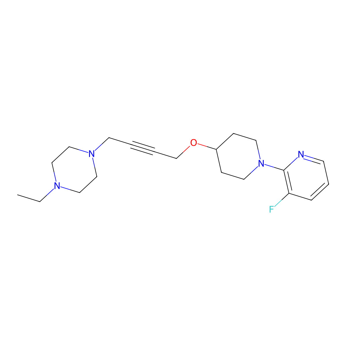 1-Ethyl-4-(4-{[1-(3-fluoropyridin-2-yl)piperidin-4-yl]oxy}but-2-yn-1-yl)piperazine molecular structure, CAS 2549044-28-0