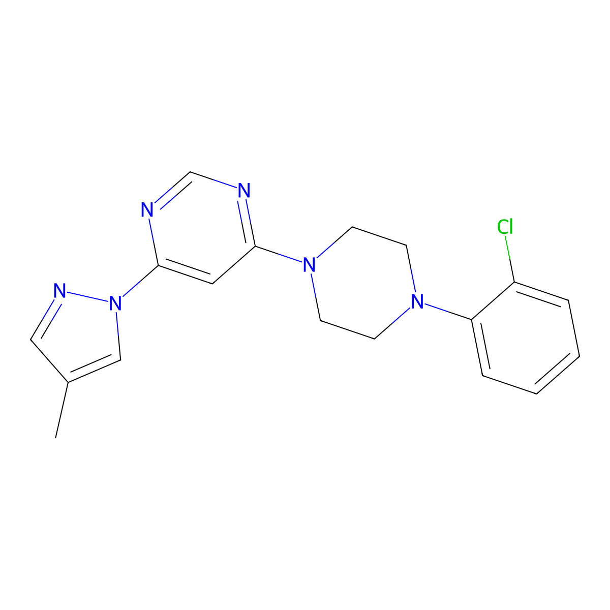 4-[4-(2-chlorophenyl)piperazin-1-yl]-6-(4-methyl-1H-pyrazol-1-yl)pyrimidine molecular structure, CAS 2549044-31-5