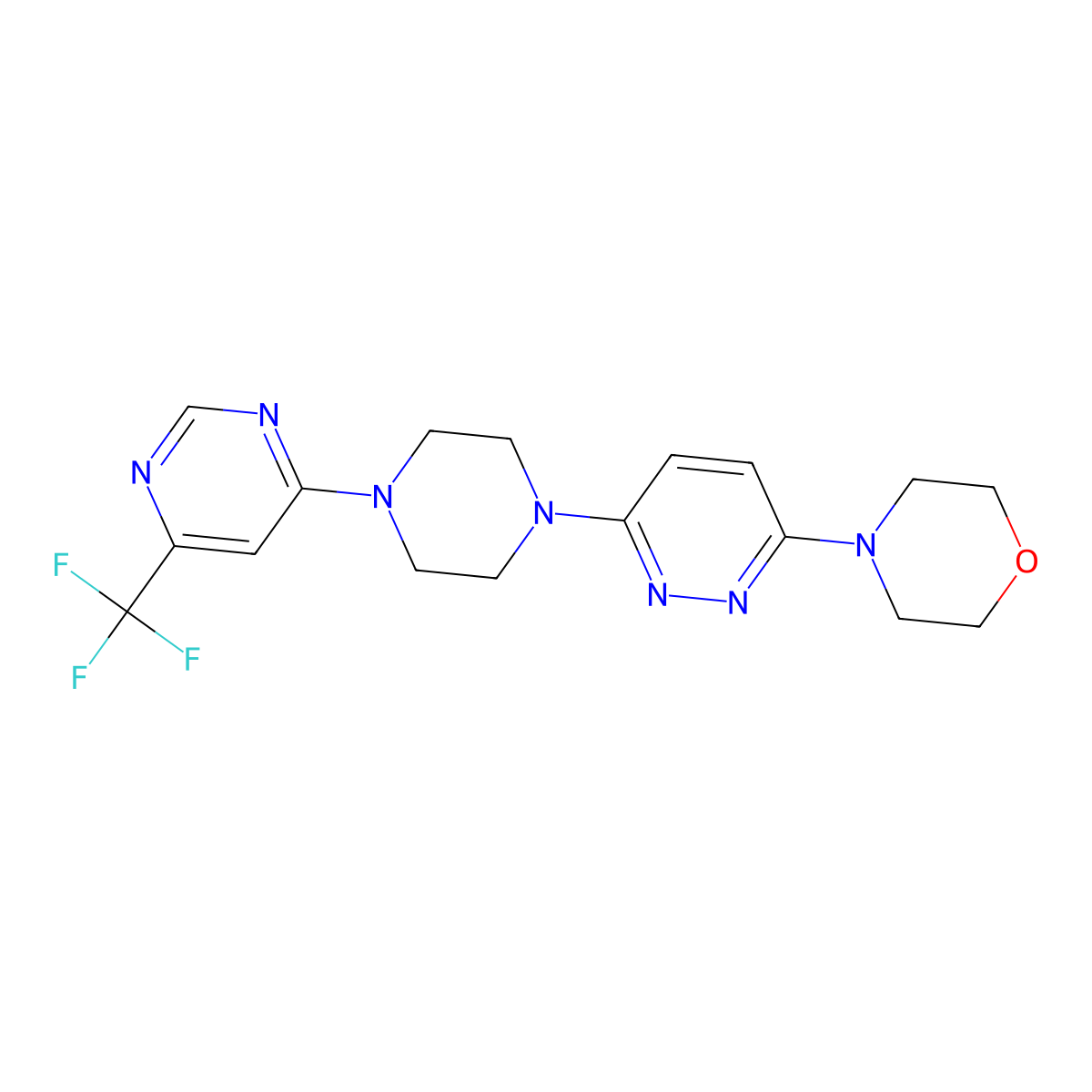 4-(6-{4-[6-(Trifluoromethyl)pyrimidin-4-yl]piperazin-1-yl}pyridazin-3-yl)morpholine molecular structure, CAS 2549044-38-2