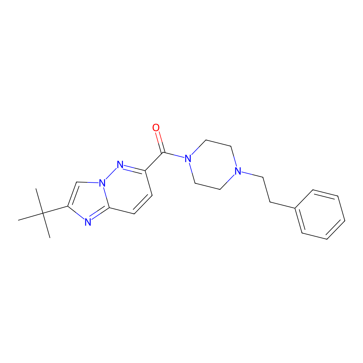 1-{2-Tert-butylimidazo[1,2-b]pyridazine-6-carbonyl}-4-(2-phenylethyl)piperazine molecular structure, CAS 2549044-40-6