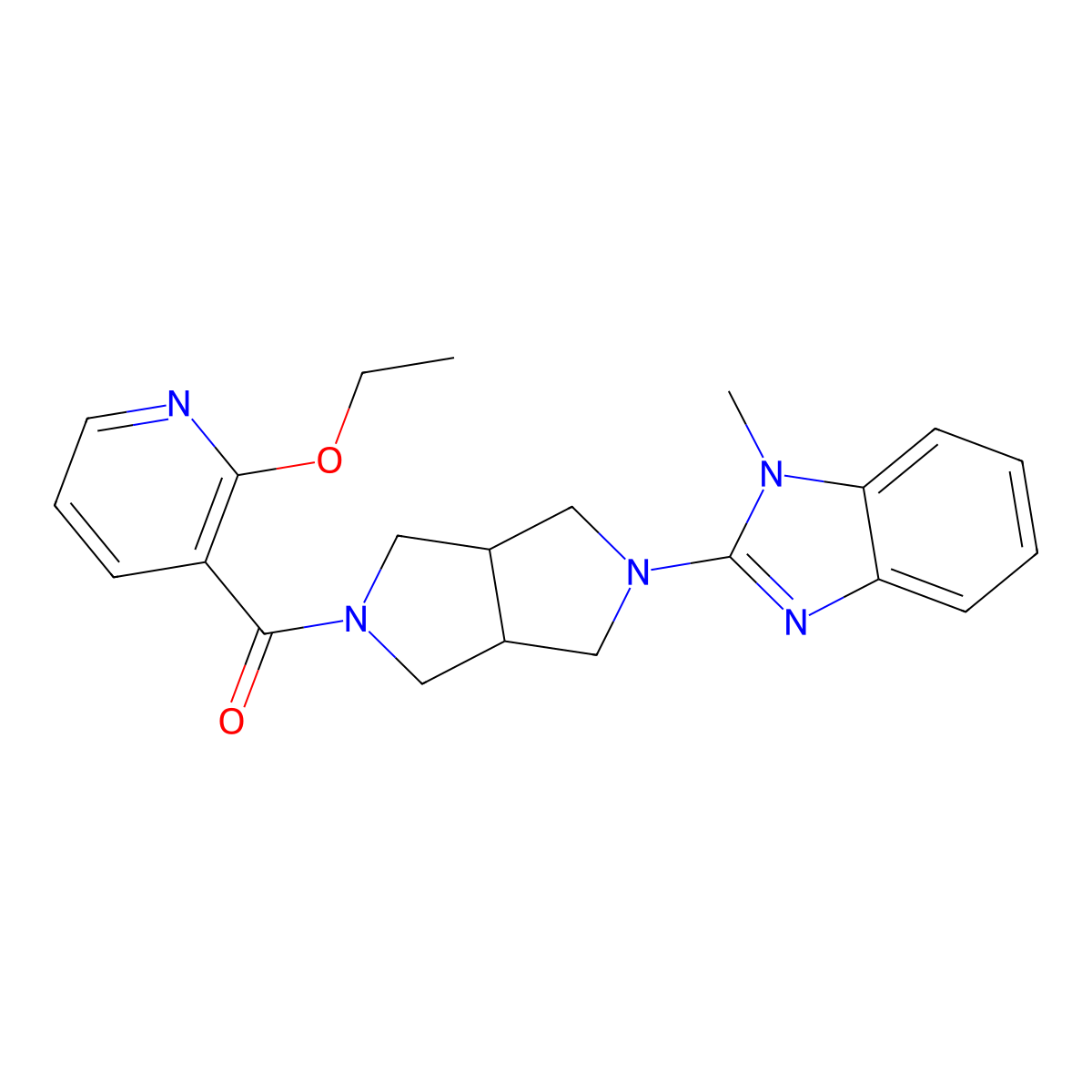 2-[5-(2-ethoxypyridine-3-carbonyl)-octahydropyrrolo[3,4-c]pyrrol-2-yl]-1-methyl-1H-1,3-benzodiazole molecular structure, CAS 2549044-41-7