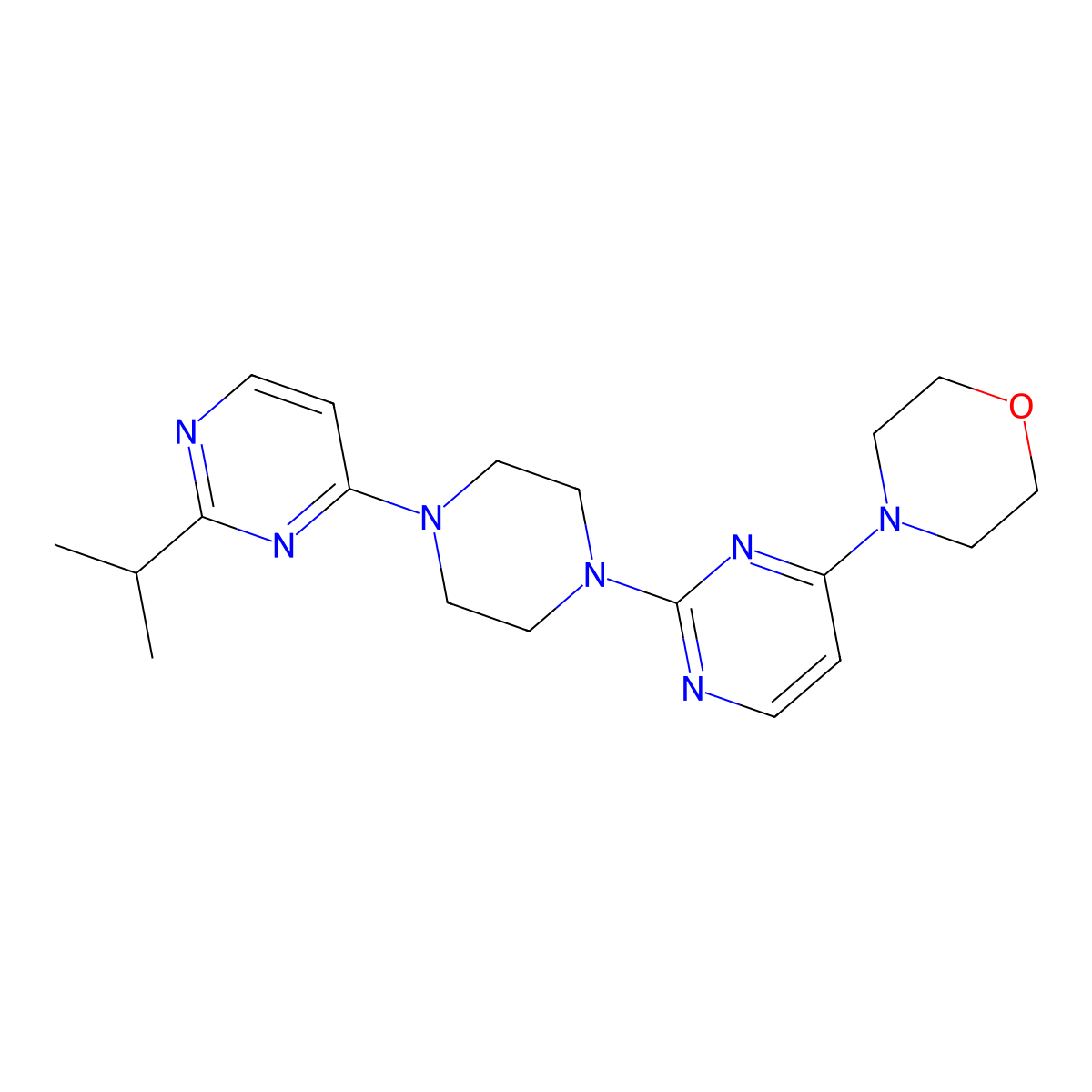 4-(2-{4-[2-(Propan-2-yl)pyrimidin-4-yl]piperazin-1-yl}pyrimidin-4-yl)morpholine molecular structure, CAS 2549044-44-0
