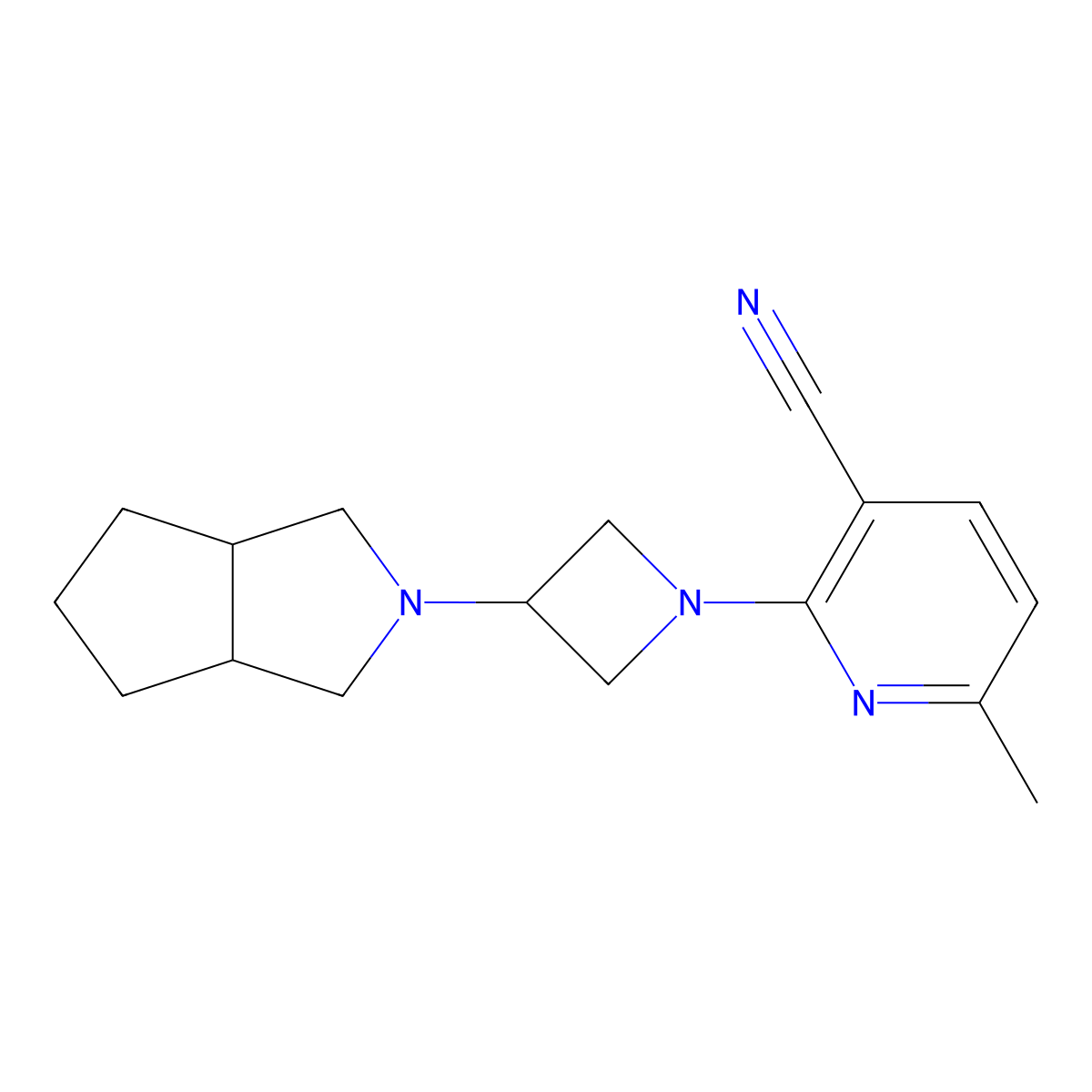 6-Methyl-2-(3-{octahydrocyclopenta[c]pyrrol-2-yl}azetidin-1-yl)pyridine-3-carbonitrile molecular structure, CAS 2549044-47-3