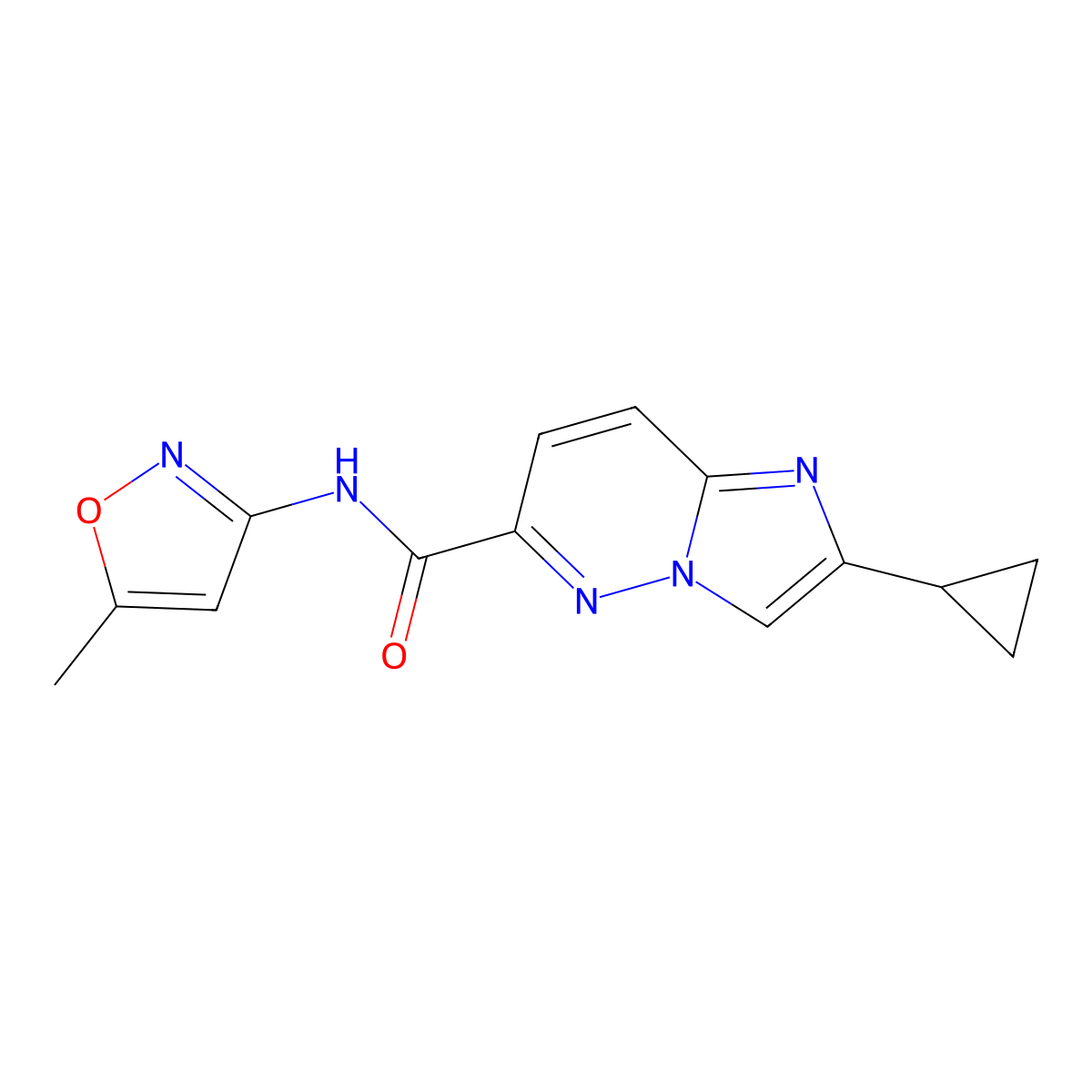 2-cyclopropyl-N-(5-methyl-1,2-oxazol-3-yl)imidazo[1,2-b]pyridazine-6-carboxamide molecular structure, CAS 2549044-48-4