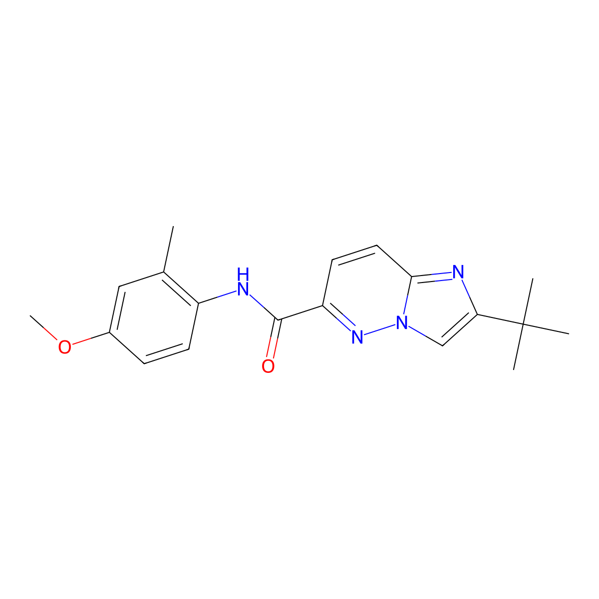 2-tert-butyl-N-(4-methoxy-2-methylphenyl)imidazo[1,2-b]pyridazine-6-carboxamide molecular structure, CAS 2549044-49-5