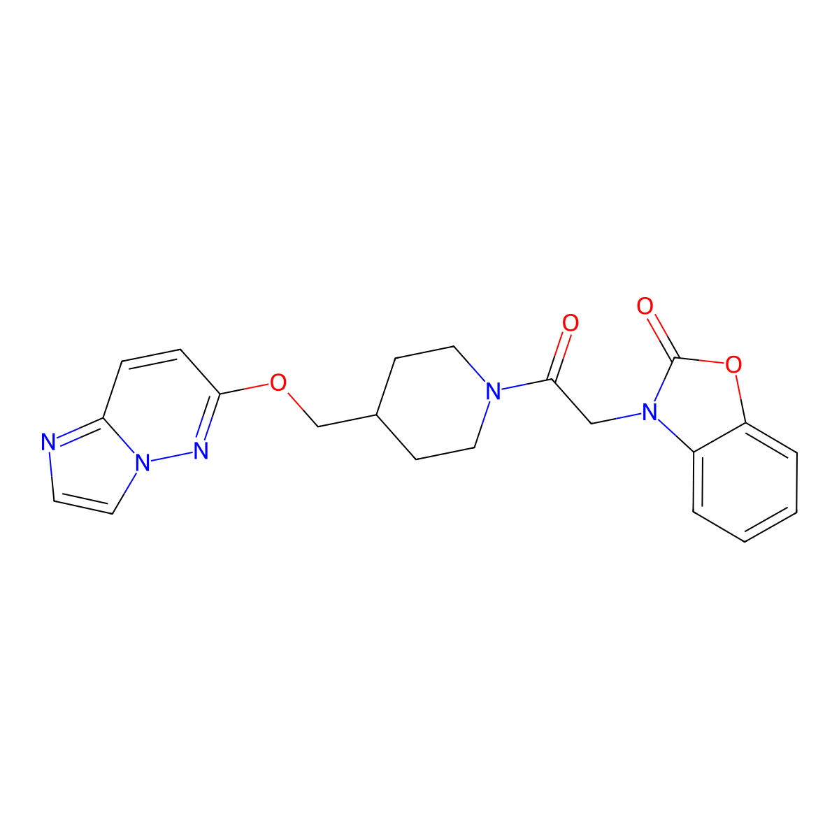 3-{2-[4-({Imidazo[1,2-b]pyridazin-6-yloxy}methyl)piperidin-1-yl]-2-oxoethyl}-2,3-dihydro-1,3-benzoxazol-2-one molecular structure, CAS 2549044-52-0