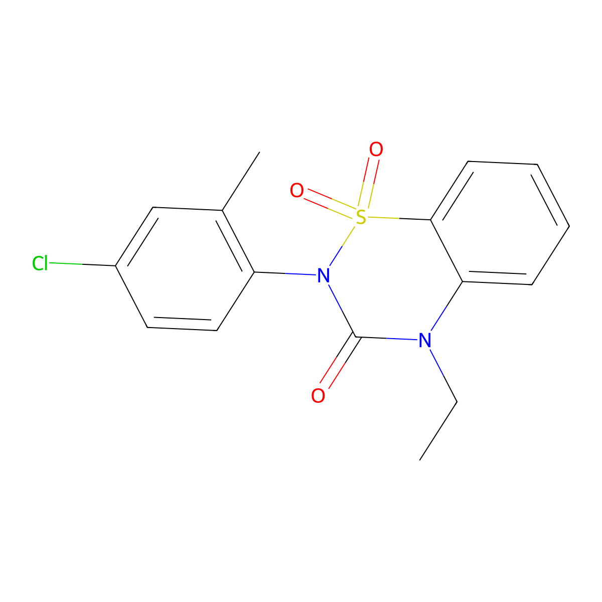 2-(4-chloro-2-methylphenyl)-4-ethyl-3,4-dihydro-2H-1lambda6,2,4-benzothiadiazine-1,1,3-trione molecular structure, CAS 2549044-56-4