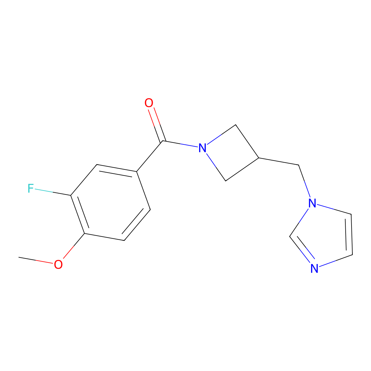 1-{[1-(3-fluoro-4-methoxybenzoyl)azetidin-3-yl]methyl}-1H-imidazole molecular structure, CAS 2549044-59-7