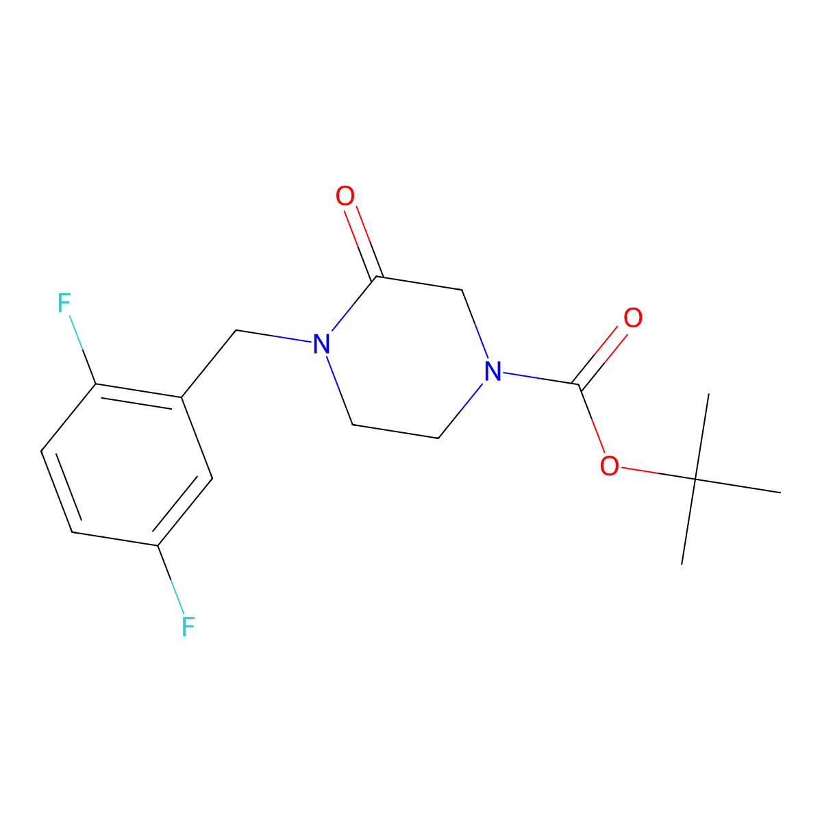 Tert-butyl 4-[(2,5-difluorophenyl)methyl]-3-oxopiperazine-1-carboxylate molecular structure, CAS 2549044-65-5