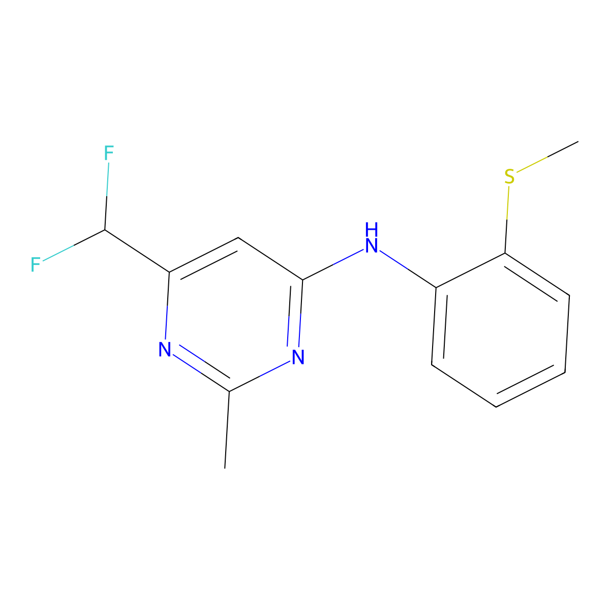 6-(difluoromethyl)-2-methyl-N-[2-(methylsulfanyl)phenyl]pyrimidin-4-amine molecular structure, CAS 2549044-67-7