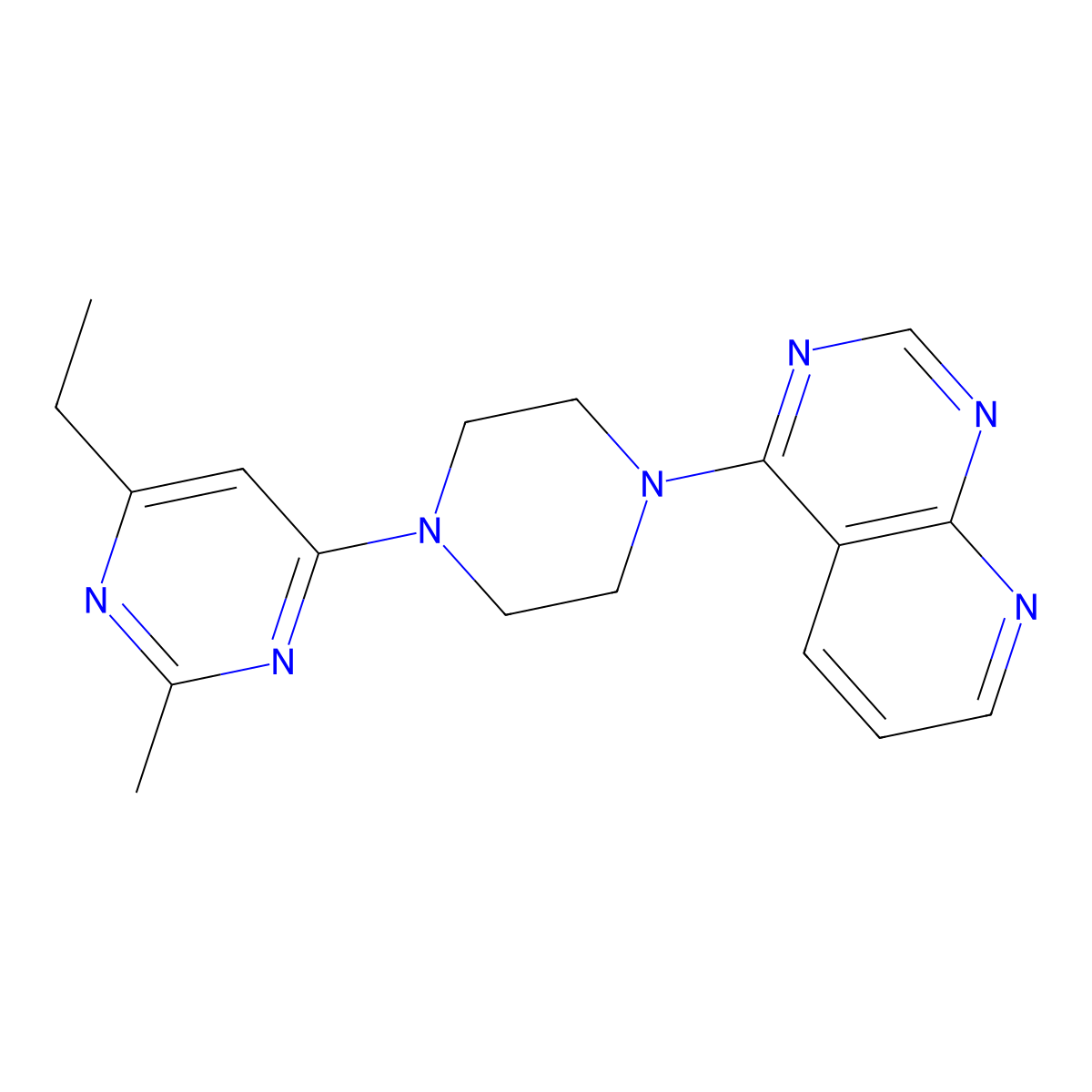 4-Ethyl-2-methyl-6-(4-{pyrido[2,3-d]pyrimidin-4-yl}piperazin-1-yl)pyrimidine molecular structure, CAS 2549044-70-2