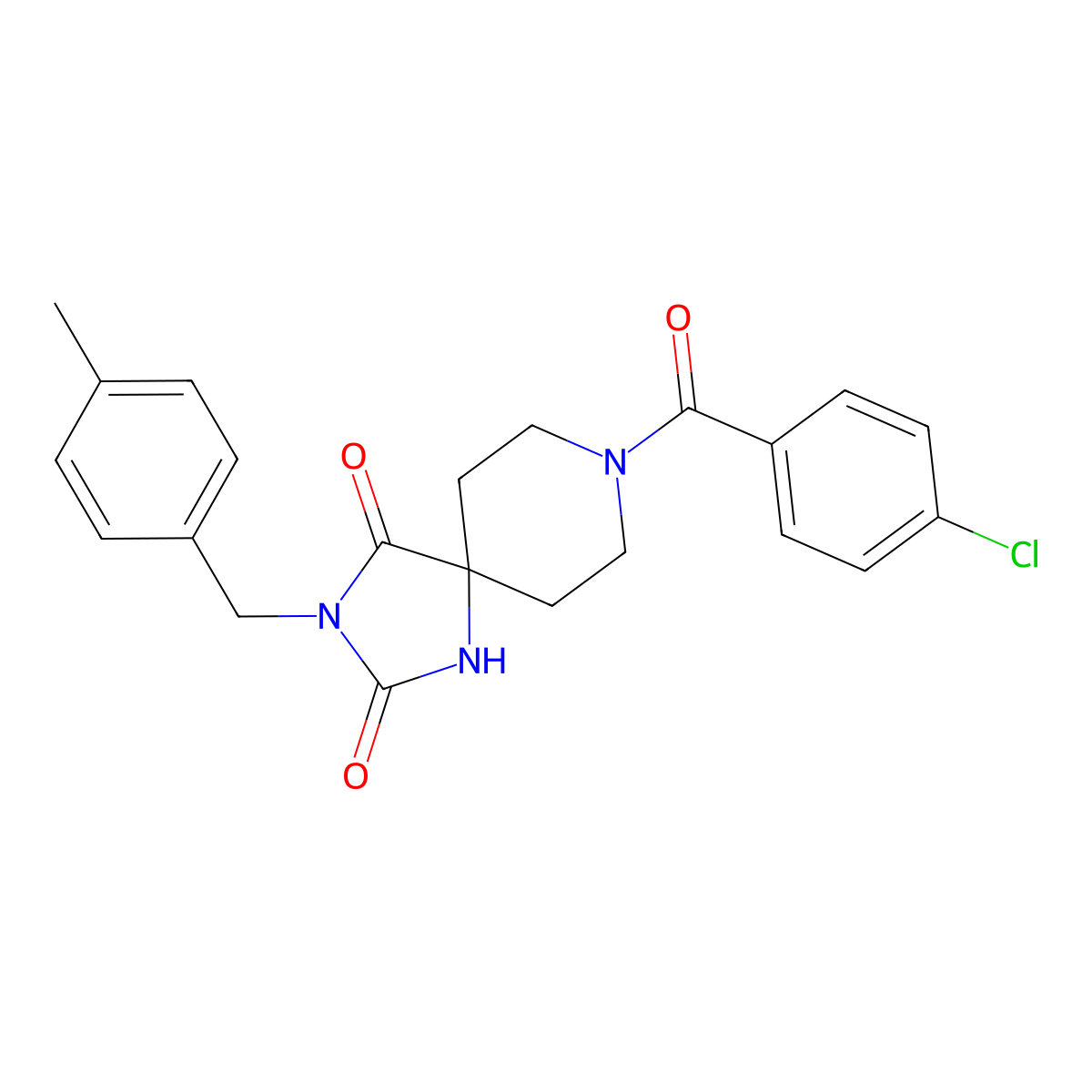 8-(4-Chlorobenzoyl)-3-[(4-methylphenyl)methyl]-1,3,8-triazaspiro[4.5]decane-2,4-dione molecular structure, CAS 2549044-71-3