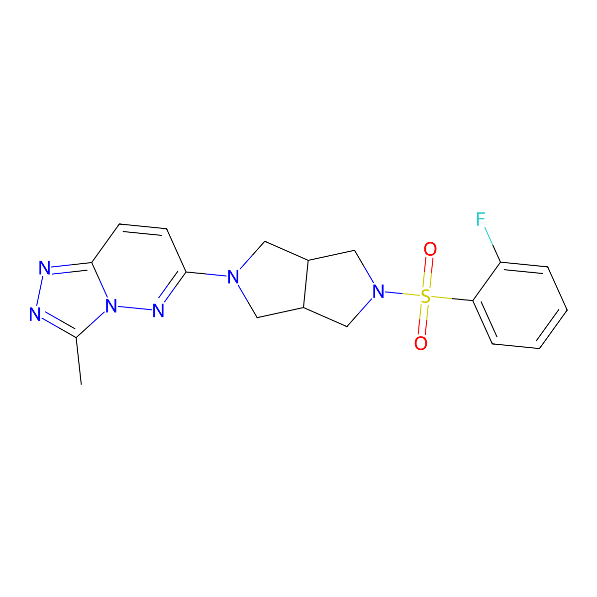 6-[5-(2-Fluorobenzenesulfonyl)-octahydropyrrolo[3,4-c]pyrrol-2-yl]-3-methyl-[1,2,4]triazolo[4,3-b]pyridazine molecular structure, CAS 2549044-75-7