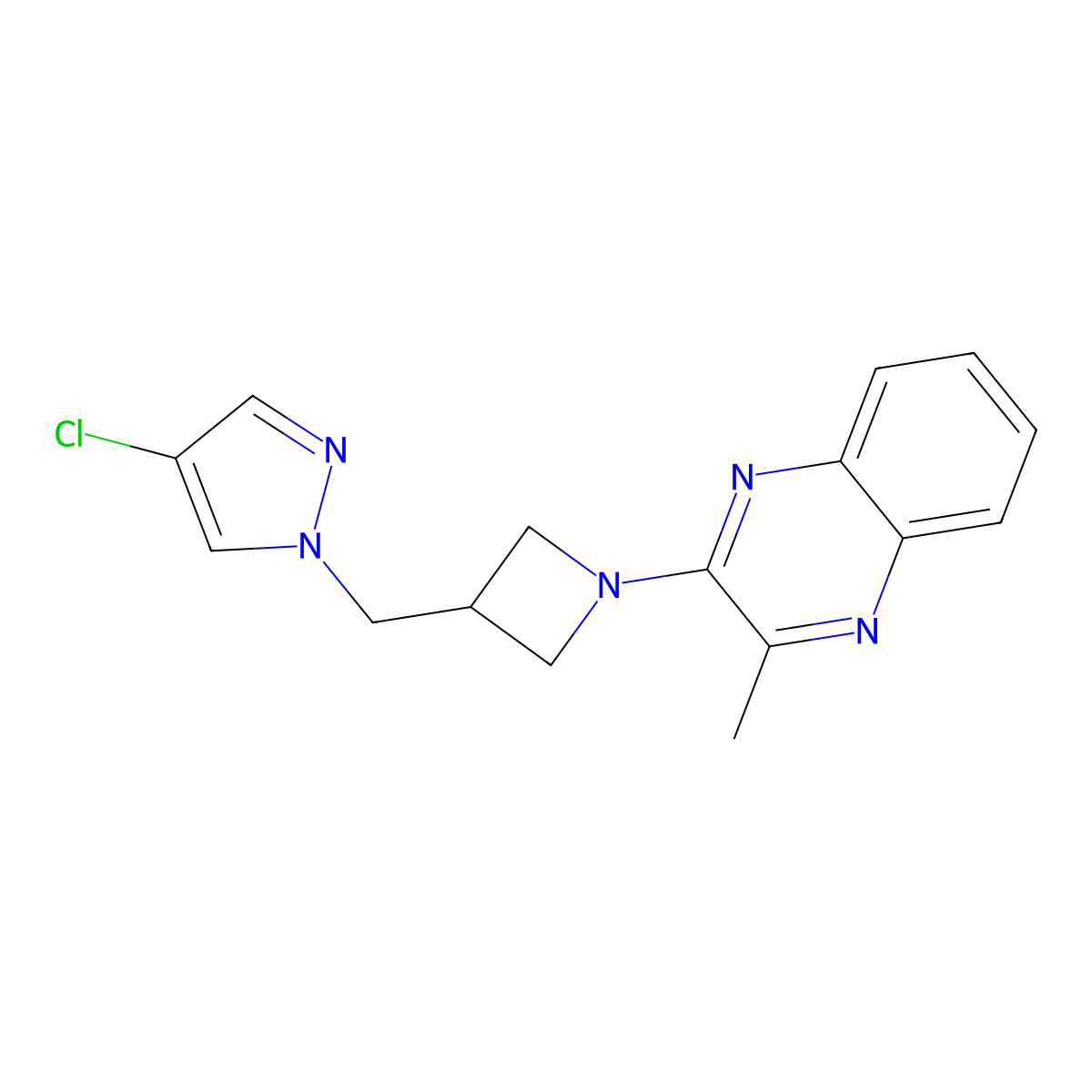 2-{3-[(4-chloro-1H-pyrazol-1-yl)methyl]azetidin-1-yl}-3-methylquinoxaline molecular structure, CAS 2549044-79-1