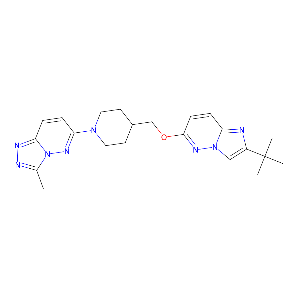 4-[({2-Tert-butylimidazo[1,2-b]pyridazin-6-yl}oxy)methyl]-1-{3-methyl-[1,2,4]triazolo[4,3-b]pyridazin-6-yl}piperidine molecular structure, CAS 2549044-80-4