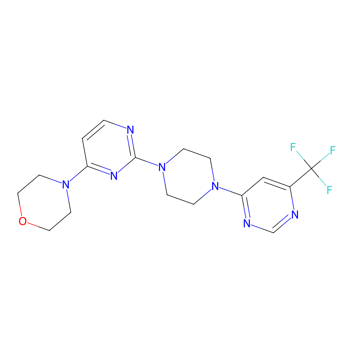 4-(2-{4-[6-(Trifluoromethyl)pyrimidin-4-yl]piperazin-1-yl}pyrimidin-4-yl)morpholine molecular structure, CAS 2549044-81-5