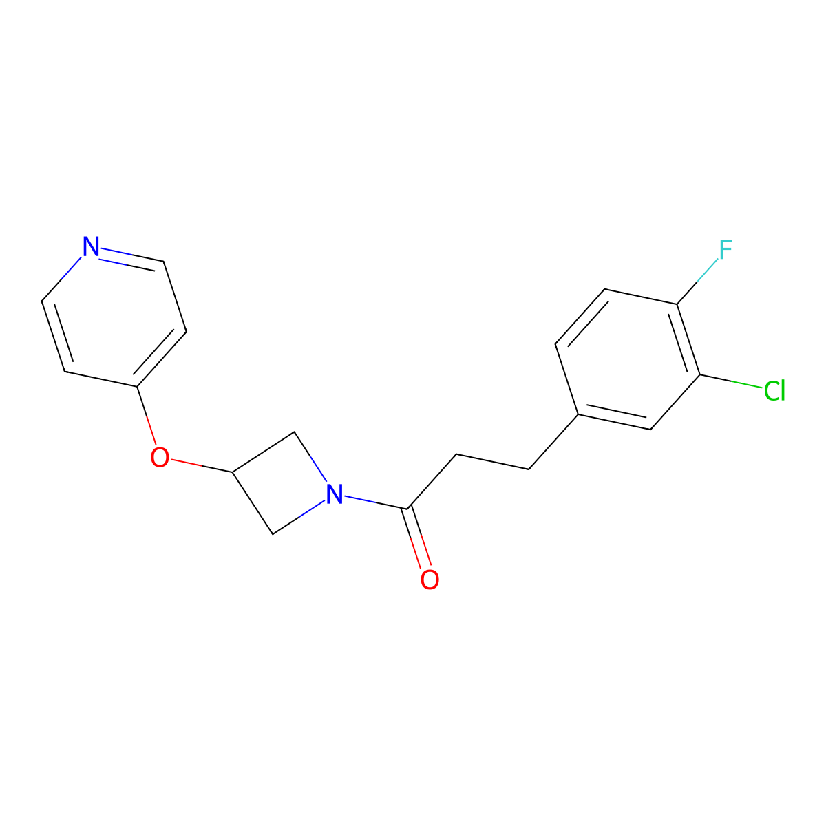 3-(3-Chloro-4-fluorophenyl)-1-[3-(pyridin-4-yloxy)azetidin-1-yl]propan-1-one molecular structure, CAS 2549044-89-3