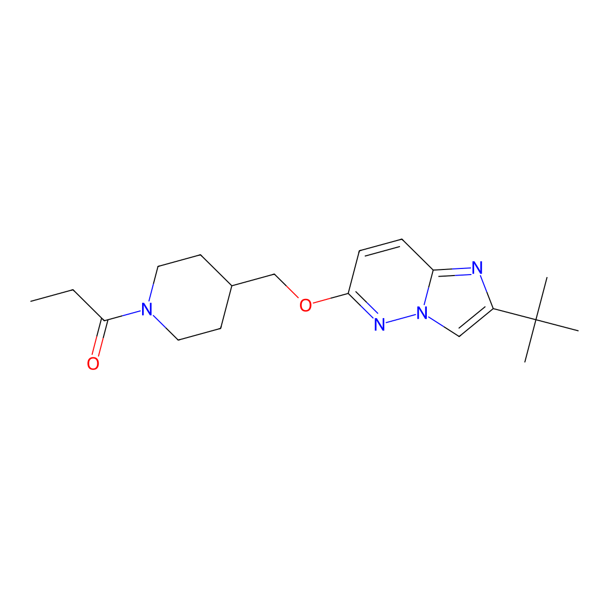1-{4-[({2-Tert-butylimidazo[1,2-b]pyridazin-6-yl}oxy)methyl]piperidin-1-yl}propan-1-one molecular structure, CAS 2549044-90-6