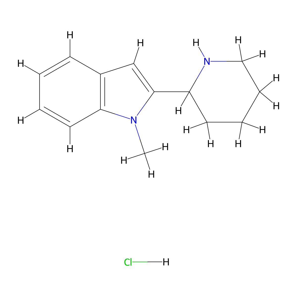 1-Methyl-2-piperidin-2-ylindole;hydrochloride molecular structure, CAS 2549044-93-9