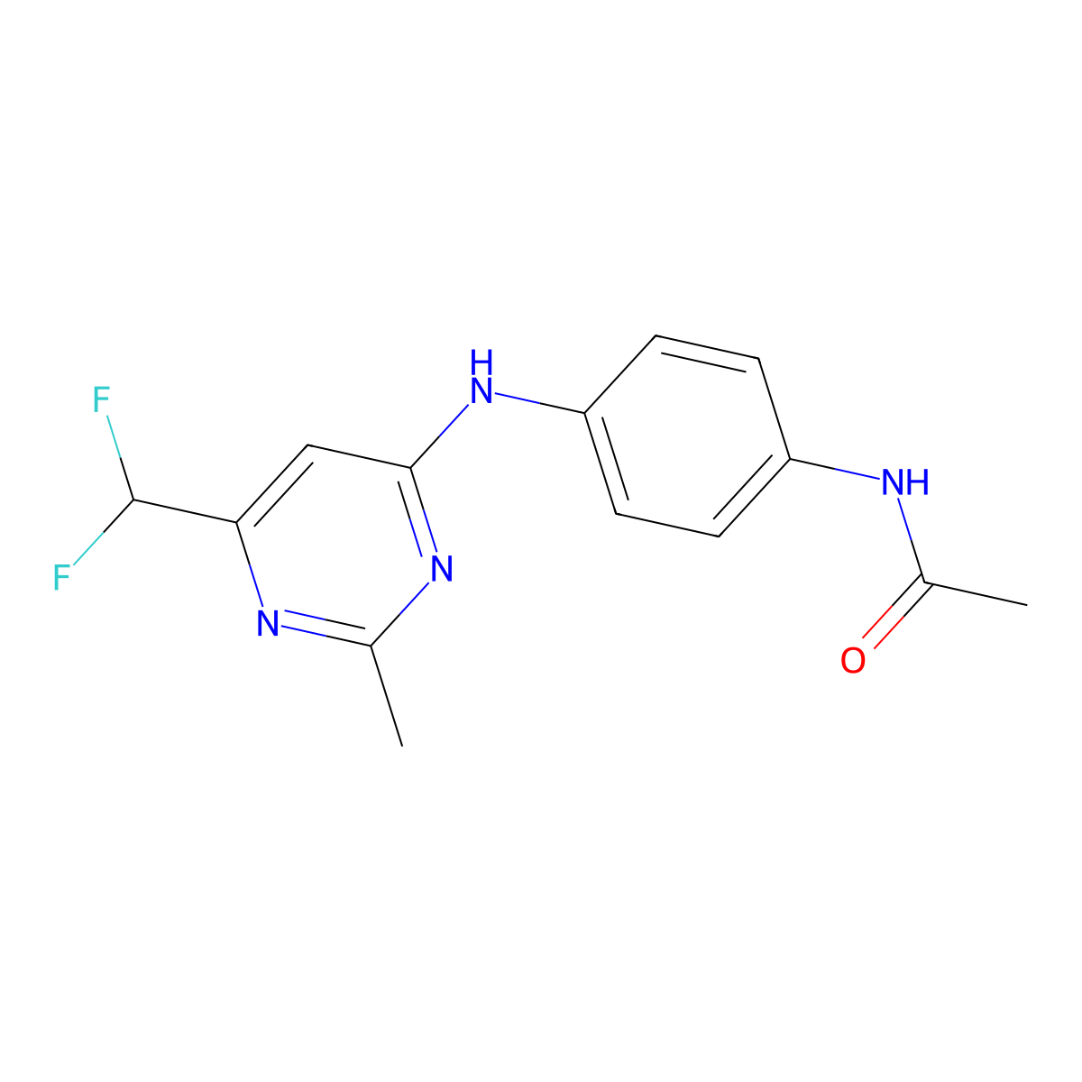 N-(4-{[6-(difluoromethyl)-2-methylpyrimidin-4-yl]amino}phenyl)acetamide molecular structure, CAS 2549044-97-3