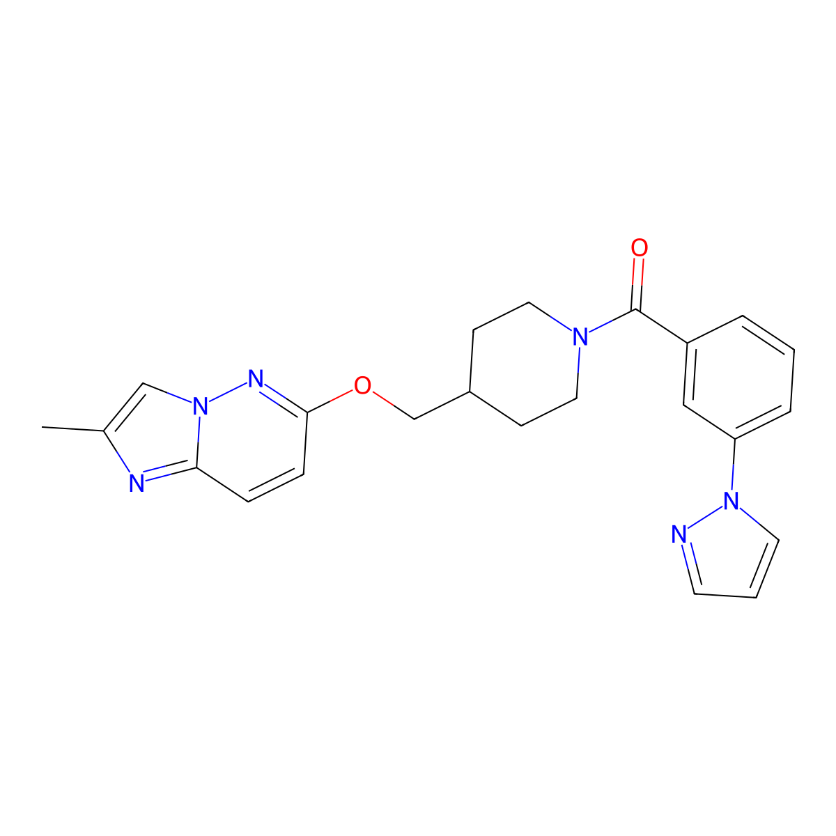 4-[({2-methylimidazo[1,2-b]pyridazin-6-yl}oxy)methyl]-1-[3-(1H-pyrazol-1-yl)benzoyl]piperidine molecular structure, CAS 2549045-00-1