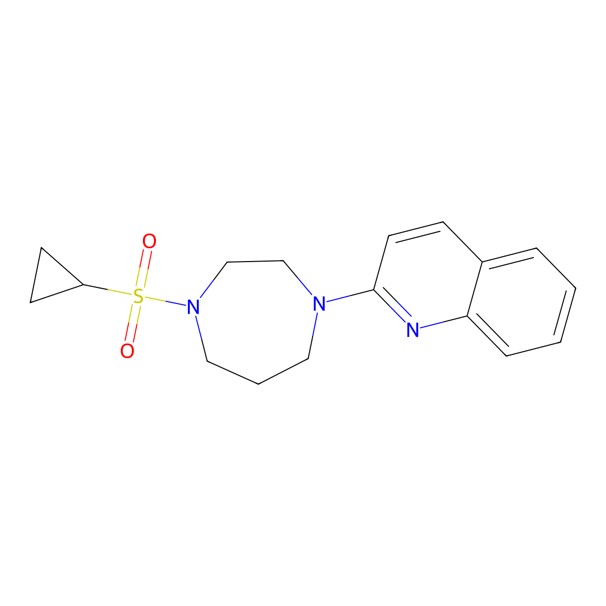 2-[4-(Cyclopropanesulfonyl)-1,4-diazepan-1-yl]quinoline molecular structure, CAS 2549045-06-7