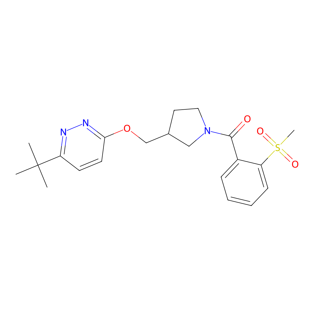 3-Tert-butyl-6-{[1-(2-methanesulfonylbenzoyl)pyrrolidin-3-yl]methoxy}pyridazine molecular structure, CAS 2549045-11-4