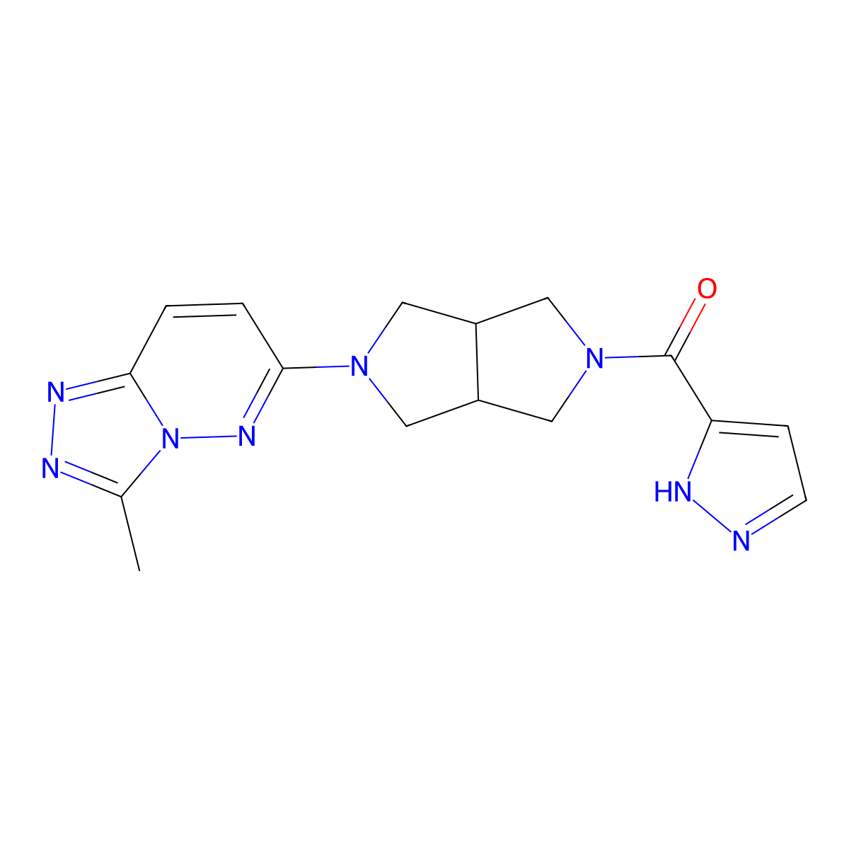 3-(5-{3-methyl-[1,2,4]triazolo[4,3-b]pyridazin-6-yl}-octahydropyrrolo[3,4-c]pyrrole-2-carbonyl)-1H-pyrazole molecular structure, CAS 2549045-25-0