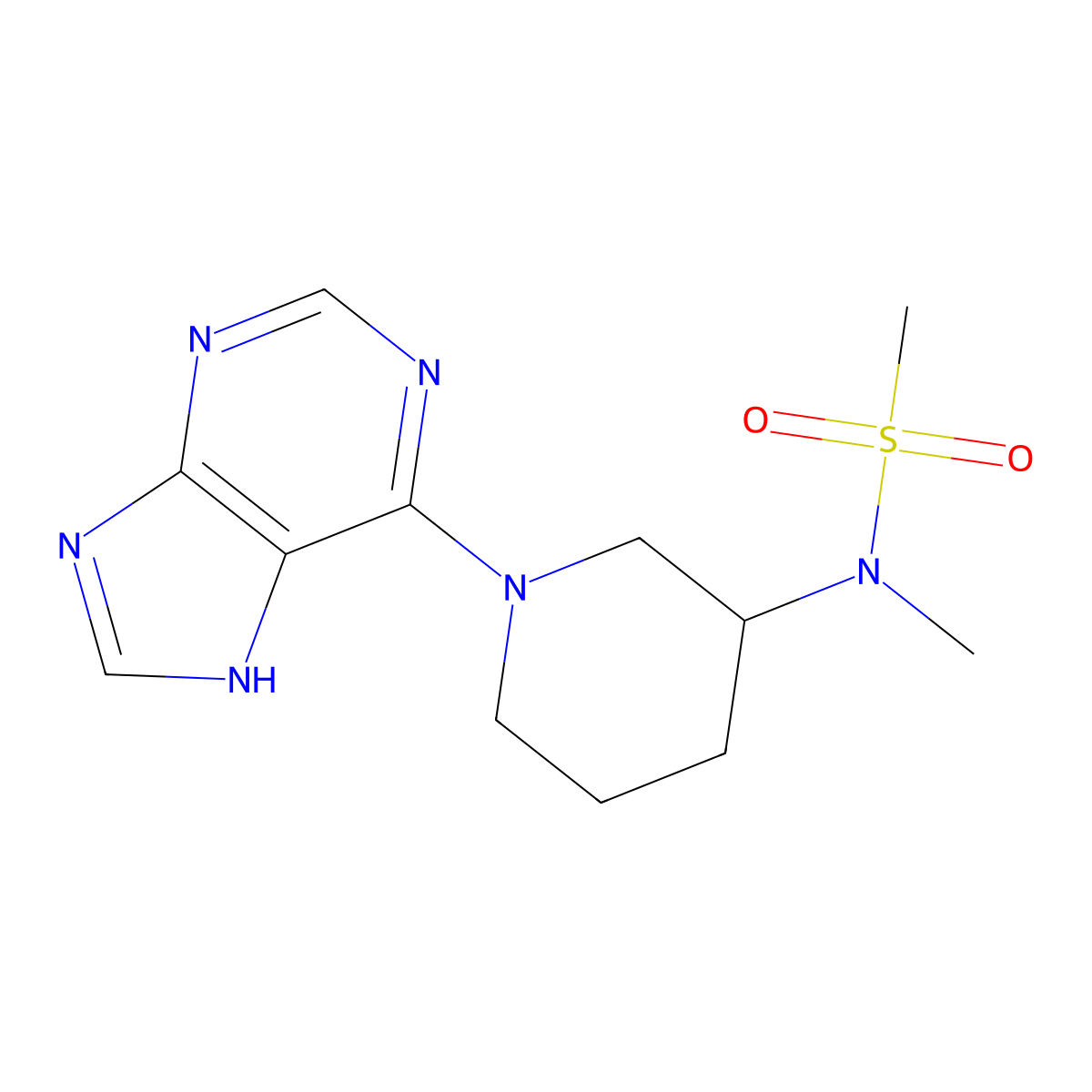 N-methyl-N-[1-(9H-purin-6-yl)piperidin-3-yl]methanesulfonamide molecular structure, CAS 2549045-26-1