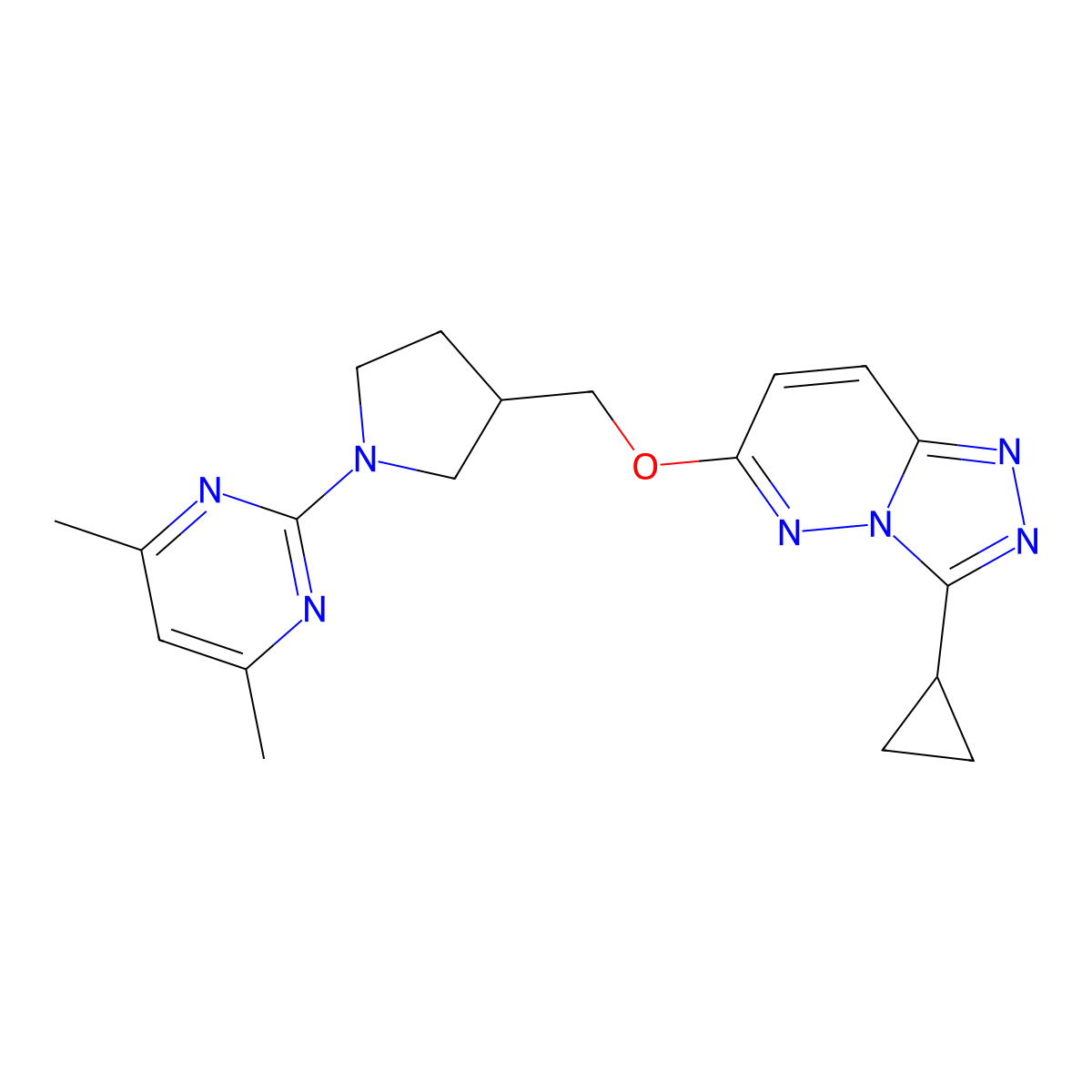 2-{3-[({3-Cyclopropyl-[1,2,4]triazolo[4,3-b]pyridazin-6-yl}oxy)methyl]pyrrolidin-1-yl}-4,6-dimethylpyrimidine molecular structure, CAS 2549045-27-2