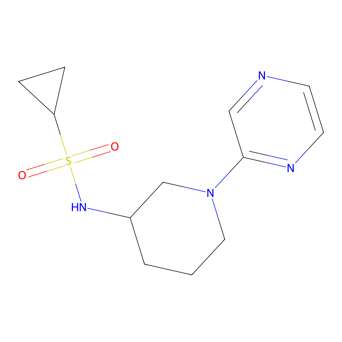 N-[1-(pyrazin-2-yl)piperidin-3-yl]cyclopropanesulfonamide molecular structure, CAS 2549045-28-3