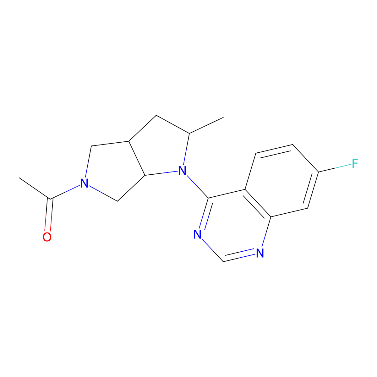 1-[1-(7-Fluoroquinazolin-4-yl)-2-methyl-octahydropyrrolo[2,3-c]pyrrol-5-yl]ethan-1-one molecular structure, CAS 2549045-30-7