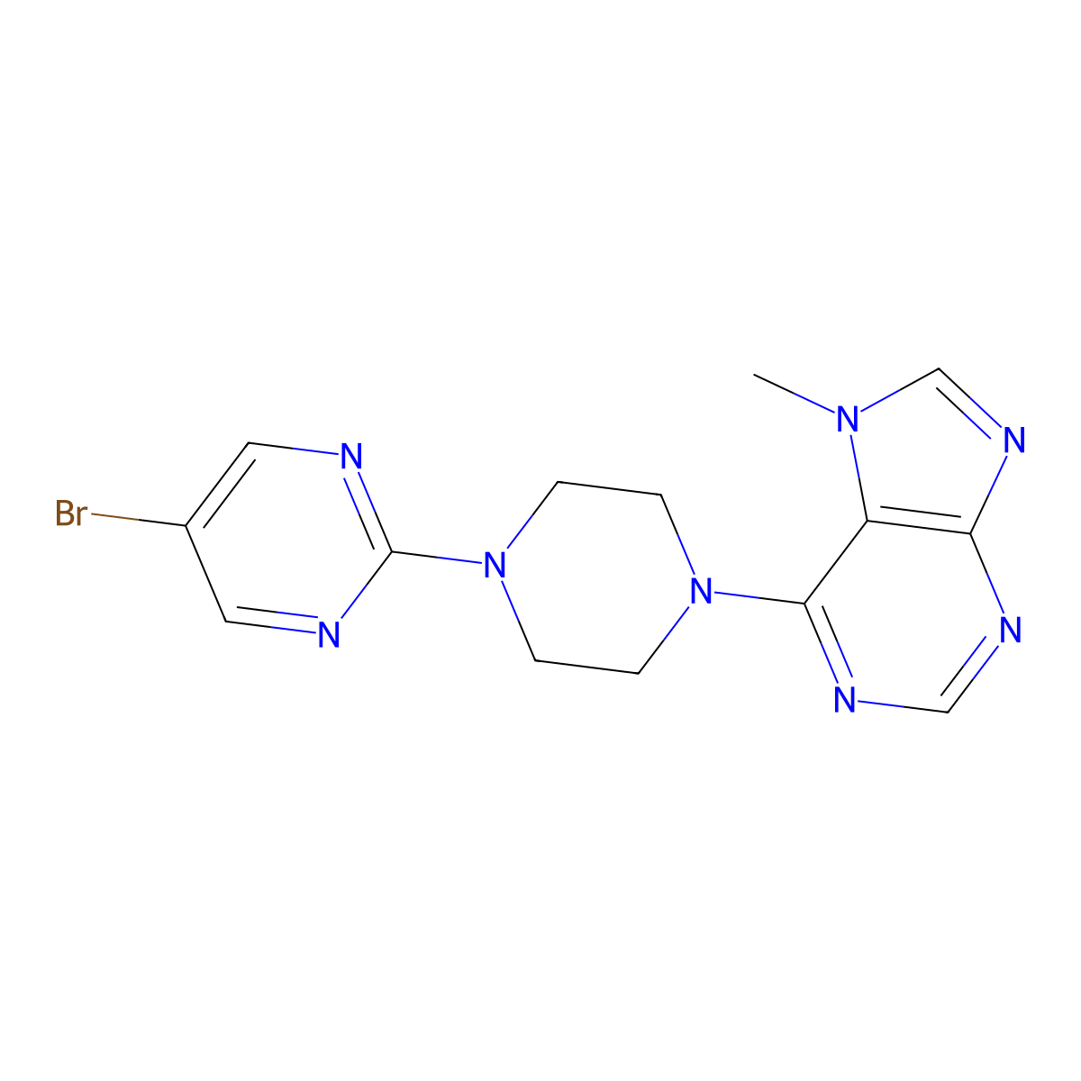 6-[4-(5-bromopyrimidin-2-yl)piperazin-1-yl]-7-methyl-7H-purine molecular structure, CAS 2549045-32-9